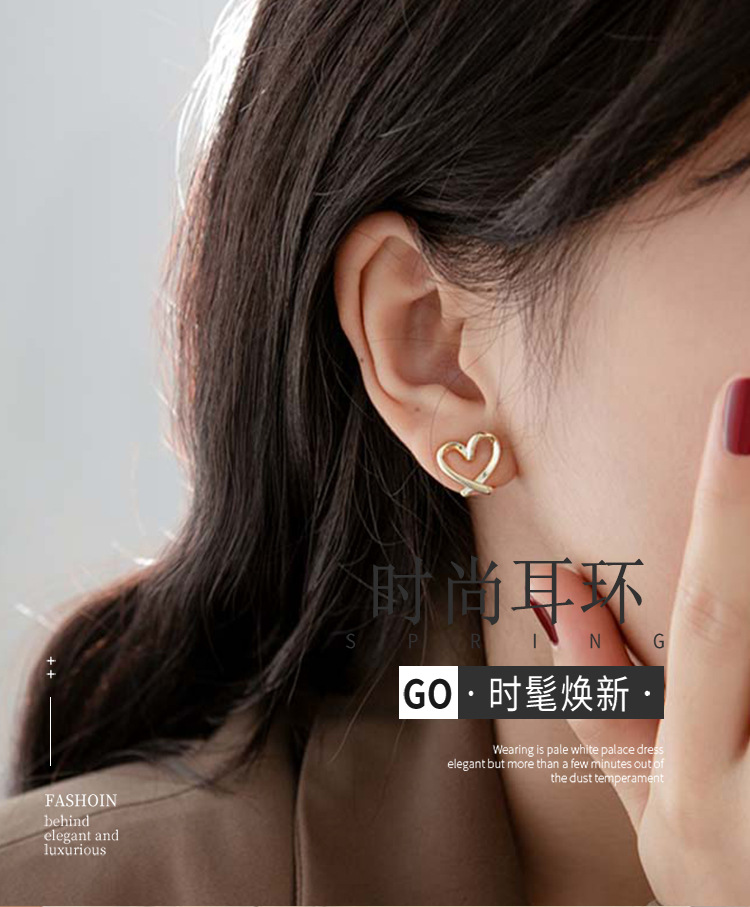 日常通勤百搭爱心耳夹女无耳洞可戴睡觉不用摘耳环气质桃心形耳饰详情10
