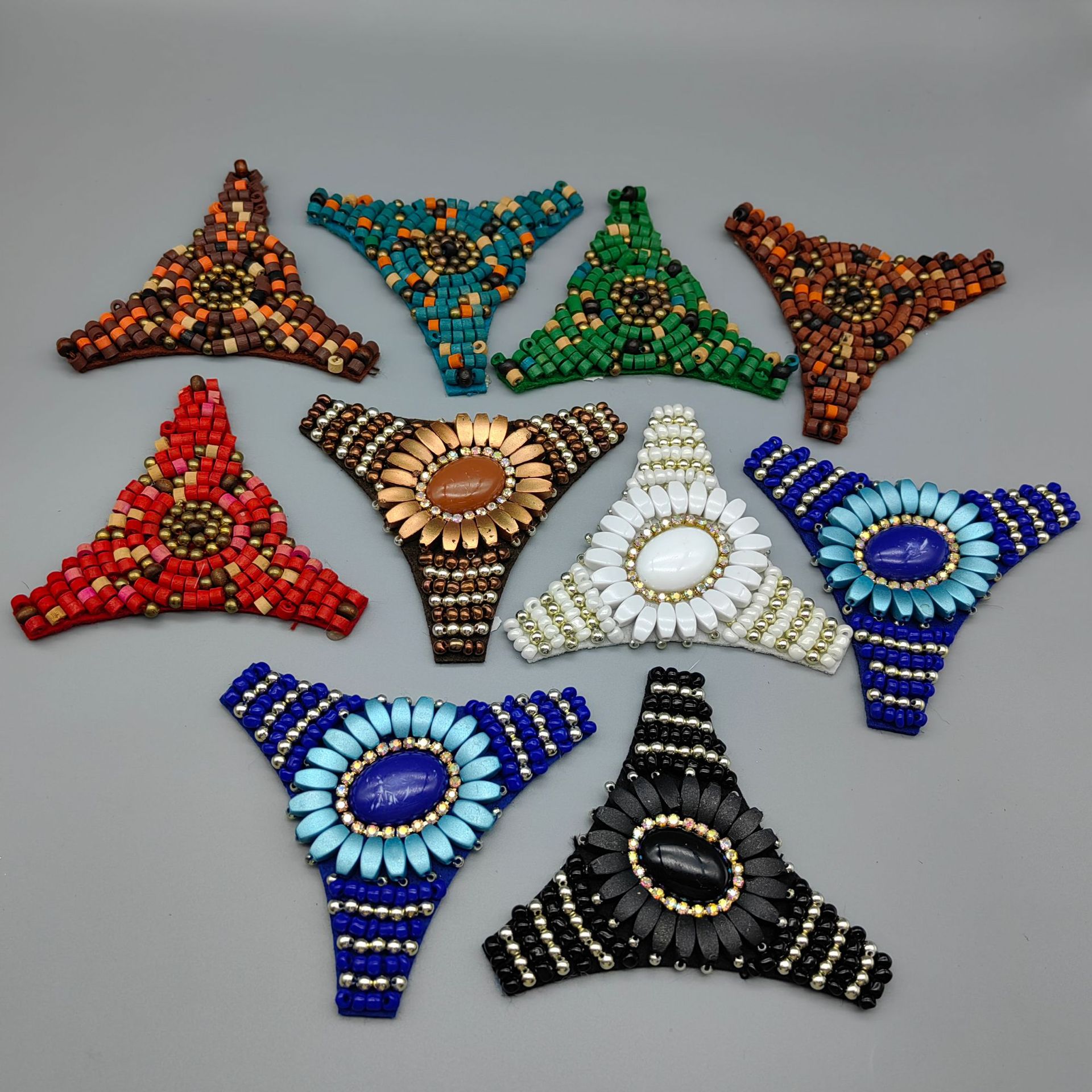 国潮批发复古手缝串珠鞋花民族风辅料配件手工小米珠布贴鞋帽包包配饰详情5