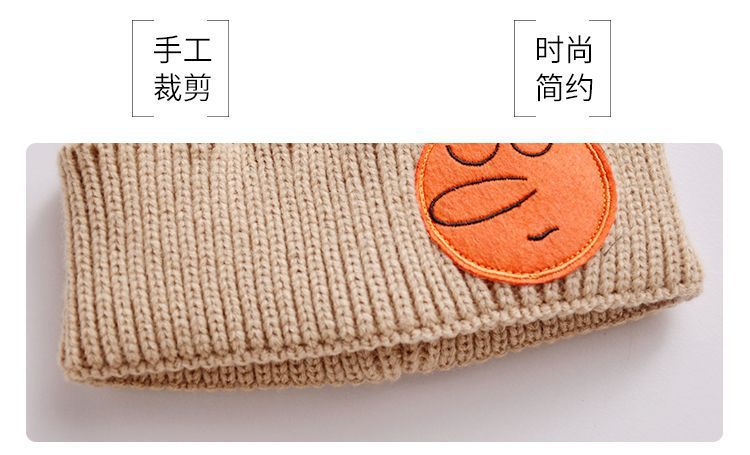 Wholesale of 2020 new cute long-nose knitted caps, baby knitted woolen caps with smiling face embroidery and pullover caps pic 12