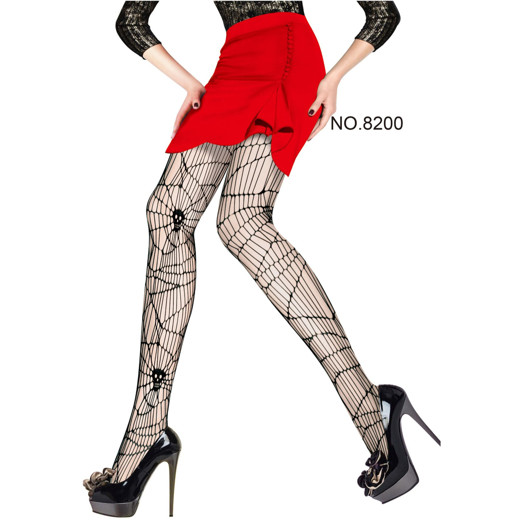 Cross-border special sexy tits medias medias telaraña cráneo red de pesca jacquard malla calcetines cientos de patrones disponibles pic 18