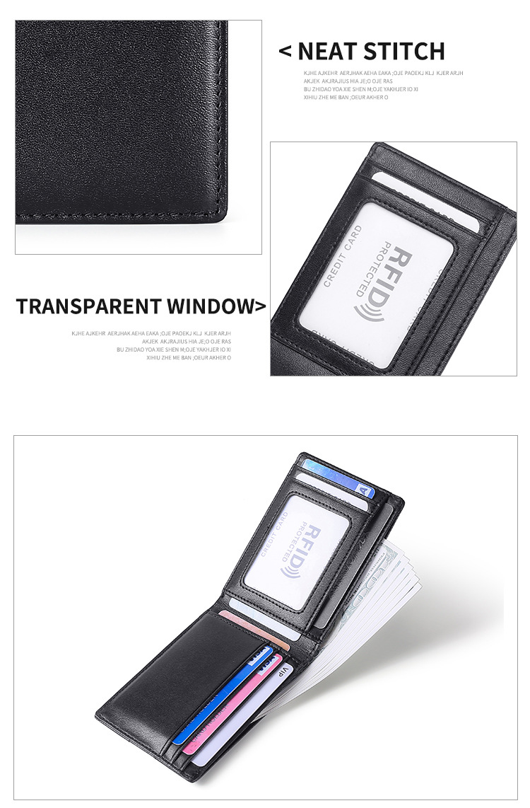 Transfronterizo nuevo estilo europeo y americano de moda para hombres billetera de cuero anti-rfid robo cepillo estilo corto clip de dinero estadounidense mano empuje posición de tarjeta clip de dinero pic 22