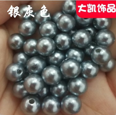 Through-hole pearl grass green jewelry accessories ABS imitation pearl perforated Yiwu manufacturer cut thread pearl string beads perforated round beads pic 2