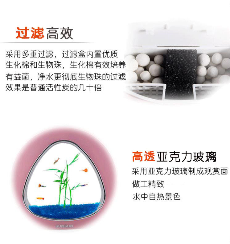 The desk mini aquarium creative desktop LED lighting can filter ecological acrylic fish tank aquarium pic 4