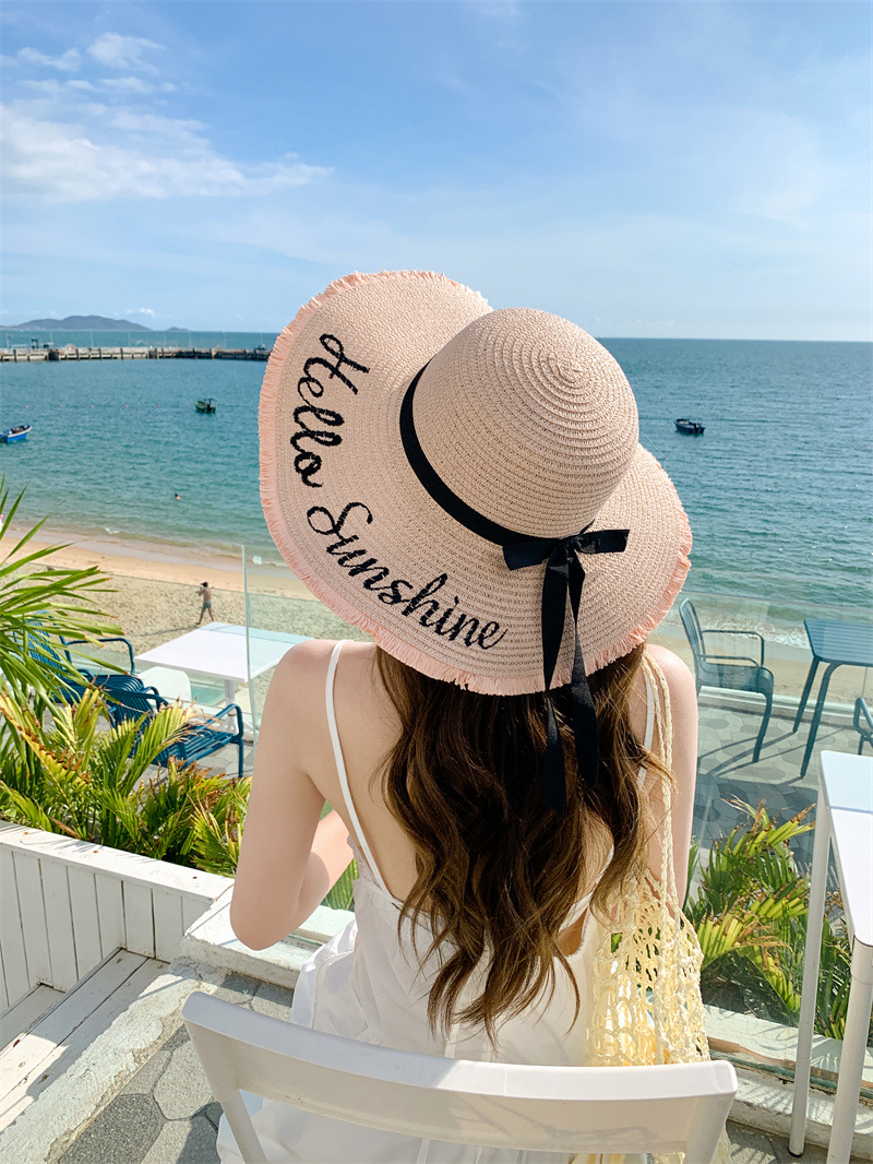 加大帽檐时尚遮阳帽子女士夏季休闲百搭字母防晒太阳帽韩版潮盆帽详情5