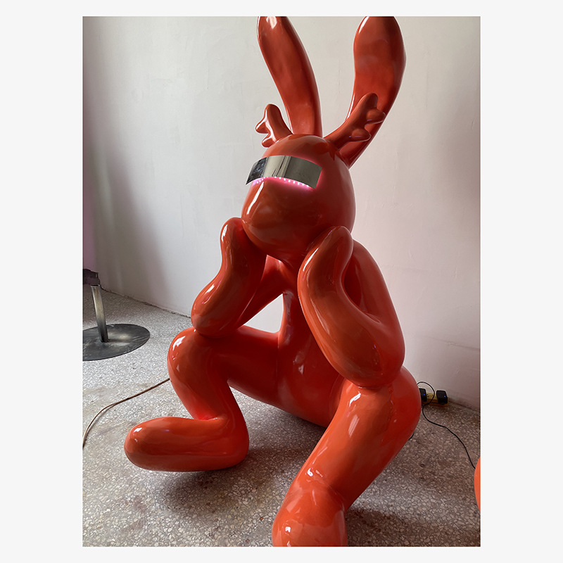 Electroplated cartoon glasses, thoughtful rabbit figurines, model rooms, sales offices, living rooms, studies, creative decorations, large-scale cartoons pic 1