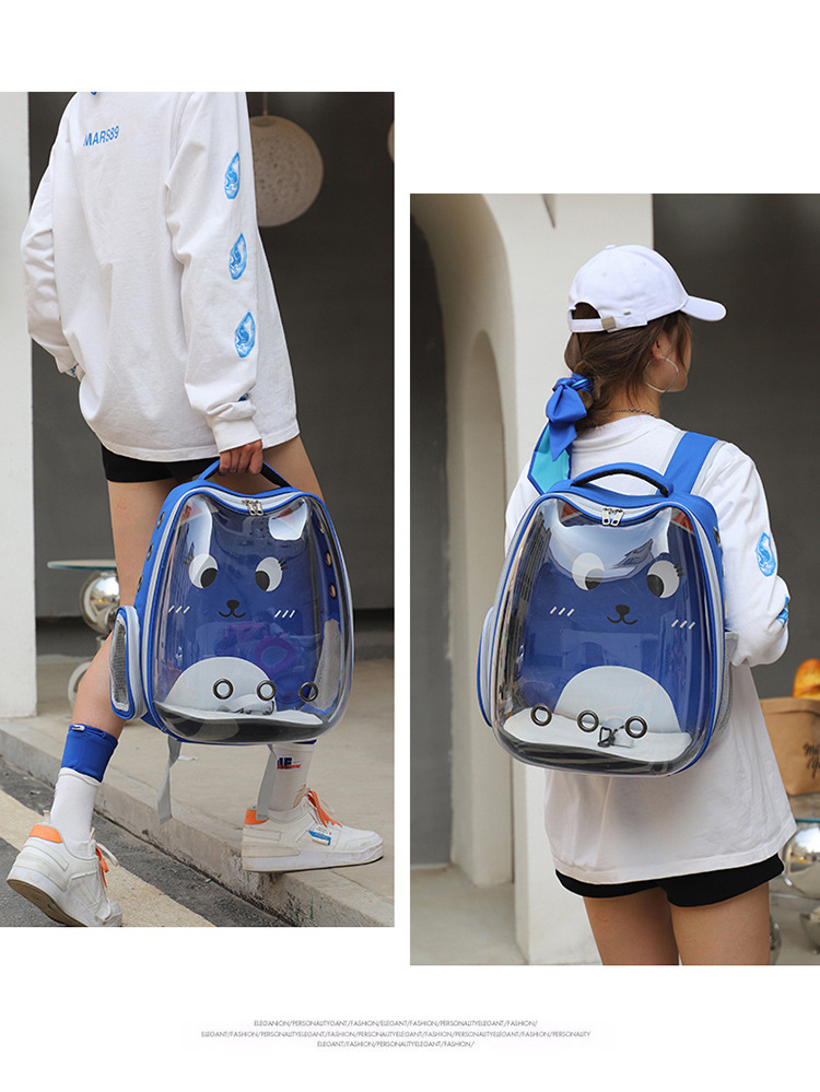 New transparent backpack, pet bag, cartoon portable space capsule, cat bag, dog breathable shopping backpack pic 18