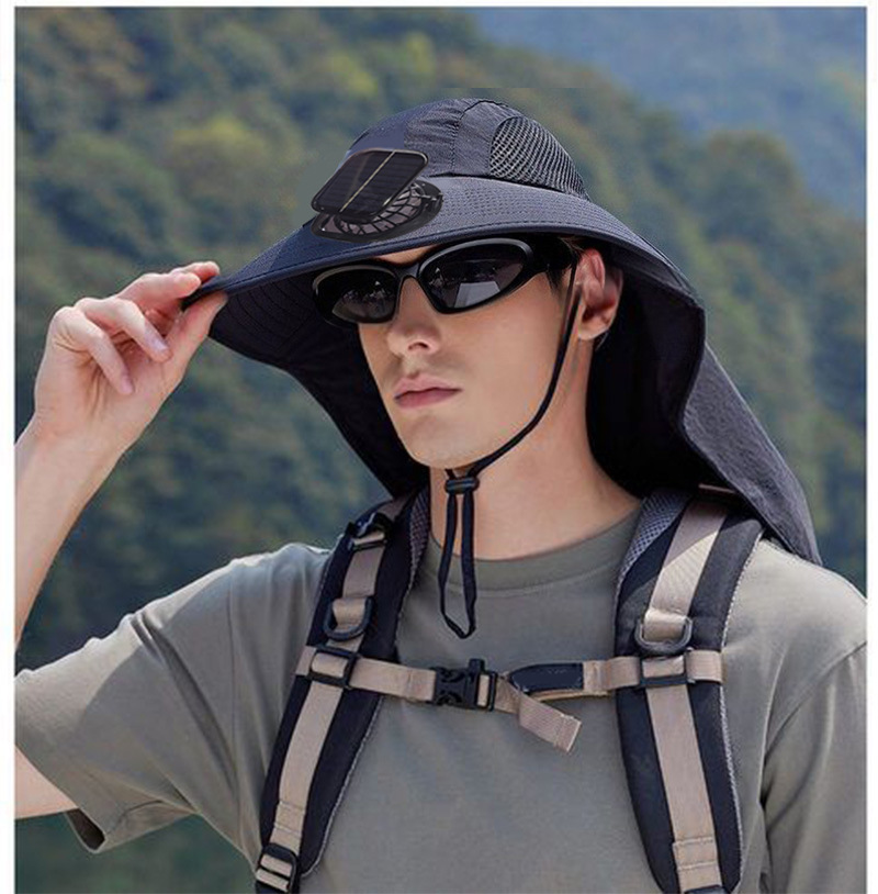 太阳能风扇帽夏季披肩护颈防晒帽男士户外钓鱼爬山登山帽新款帽子详情18