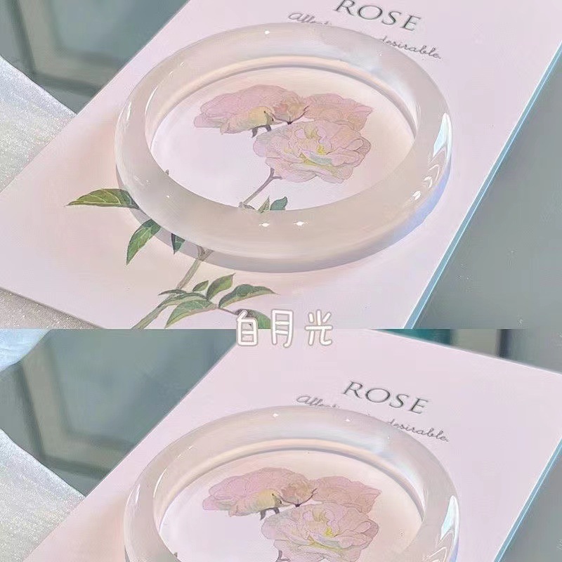 Raspberry sparkling water bracelet, glass imitation jade, Chinese style round bar 8mm beauty bar jingle bracelet, ice-transparent Hanfu to match. pic 11