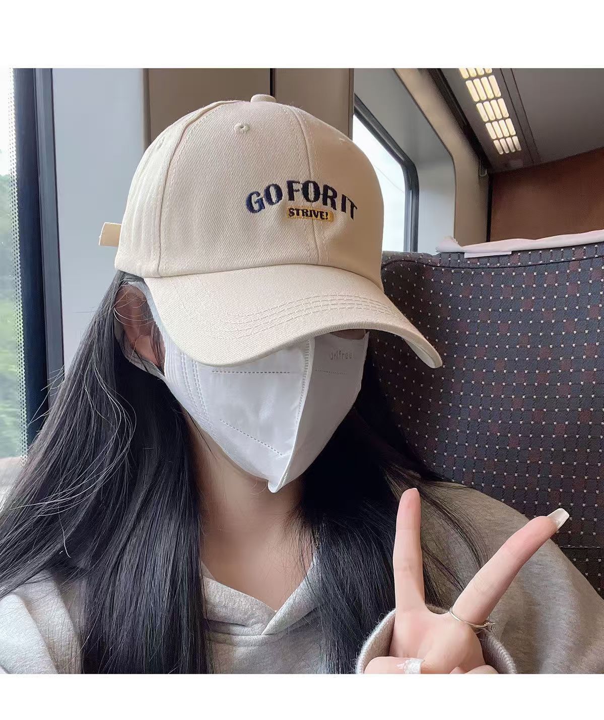 Large-headed baseball cap for women, widened in spring, summer and autumn with Korean letters, versatile and face-enhancing small outdoor sun protection baseball cap pic 4