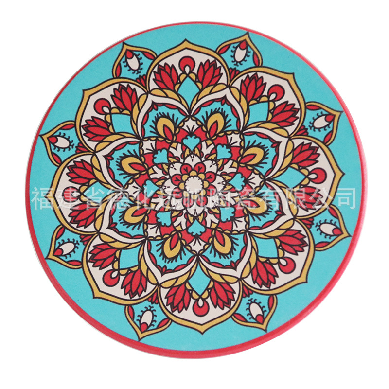 小礼品国风波西米亚风软木底隔热吸水防滑曼陀罗防烫陶瓷餐垫杯垫陶瓷软木隔热垫隔热垫陶瓷杯垫详情2
