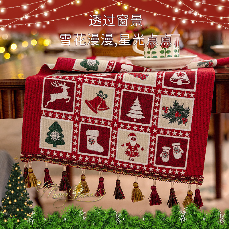 花期 跨境专供北欧简约时尚大方高级感风餐桌布长条布艺边柜盖巾装饰新款桌旗批发代发详情6