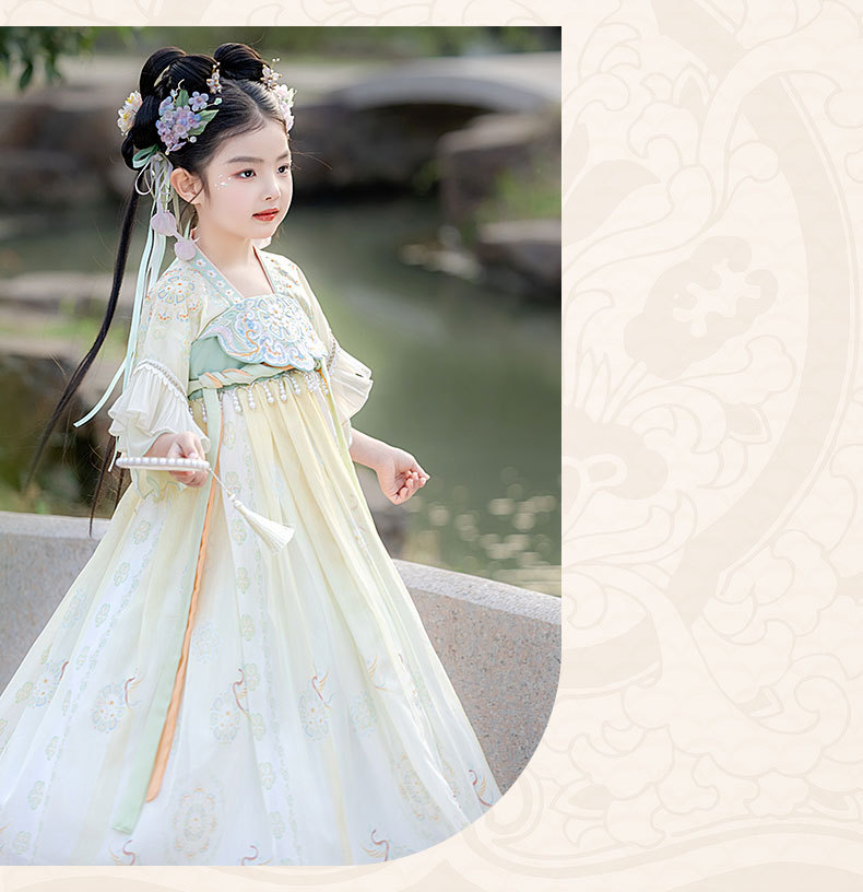 国潮女童汉服2025夏季新款儿童高端古装日常襦裙小女孩唐装连衣裙批发详情16