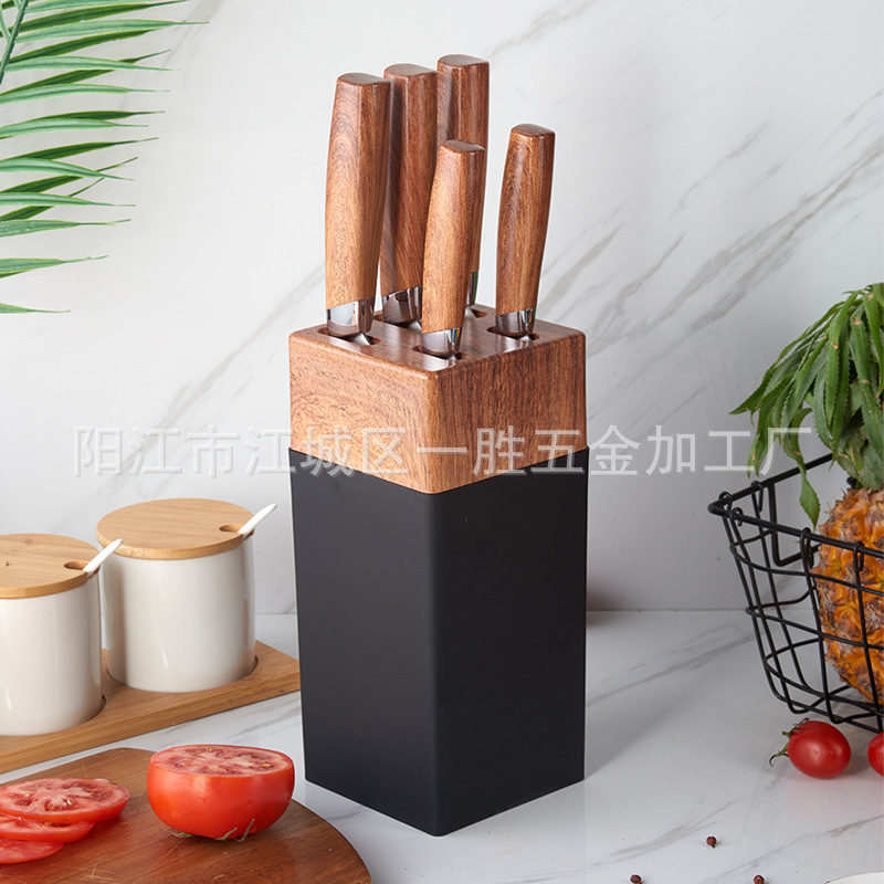 跨境热销不锈钢刀具套装 厨房用品厨具6件套印花刀礼盒水果刀套刀详情1