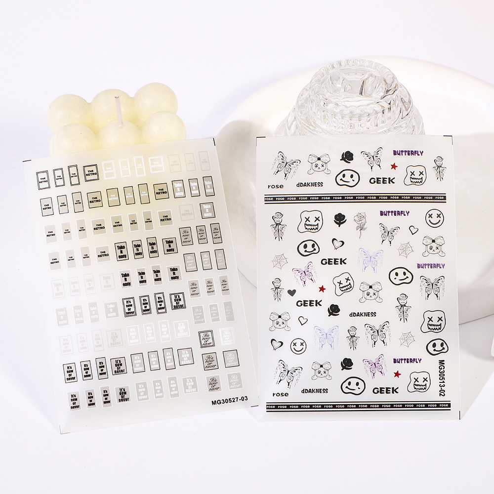 Rose nail art Japanese-style letter cartoon pattern nail stickers pic 3