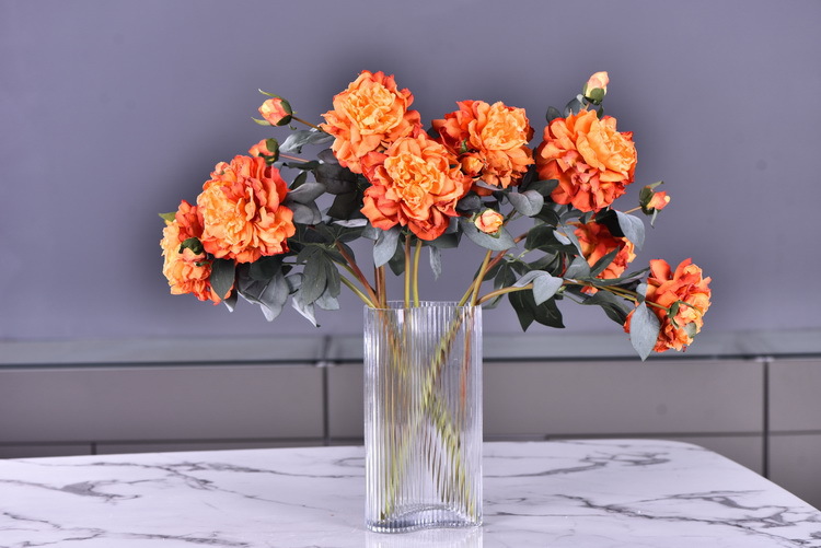 Factory direct sales of 2 simulated peonies, retro charred edge simulated peonies, soft decoration floral art for living rooms, lobbies and homestays pic 17