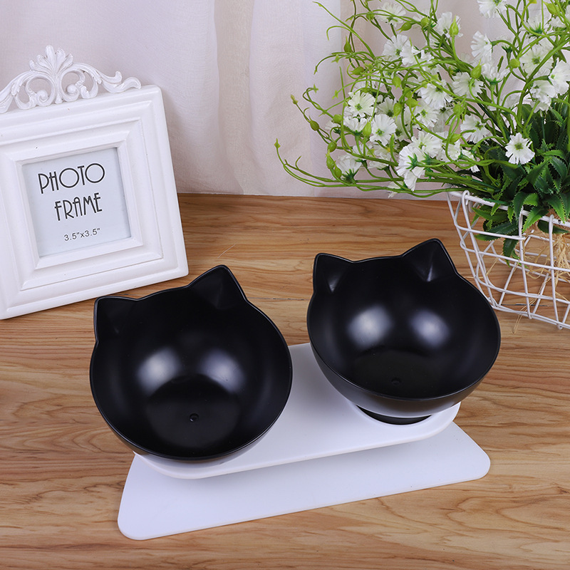 Internet-famous cat head double bowl food-grade PC tilted neck guard cat bowl, detachable and easy-to-clean pet bowl, pet feeding product pic 10