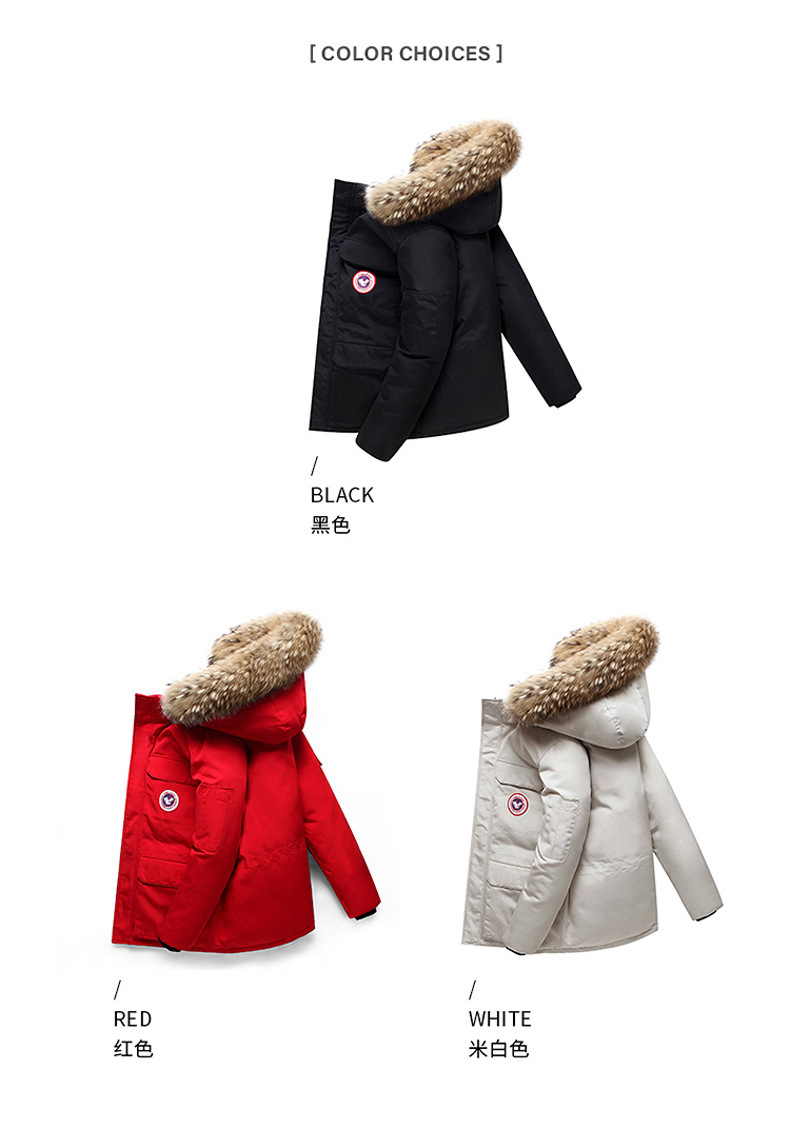 Winter down jacket for men, thickened mid-length, fat men, hooded, wool-neck, big goose coat, solid color, large size trend for young people pic 18