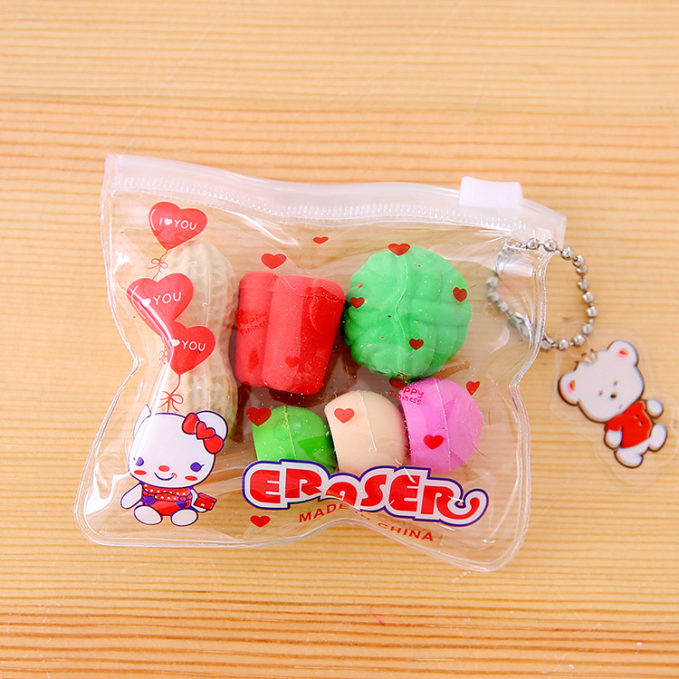 Zipper bag animal fruit cake, Christmas eraser, student prize, student eraser wholesale pic 5