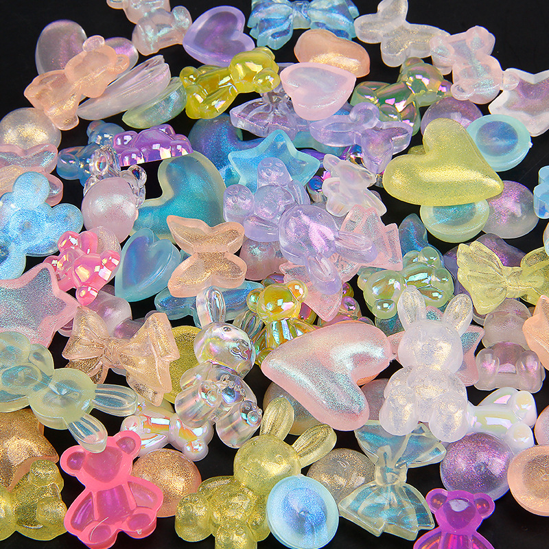 奶油胶 珠光炫彩亚克力小熊 爱心 蝴蝶结手工diy材料发夹发饰配件详情7