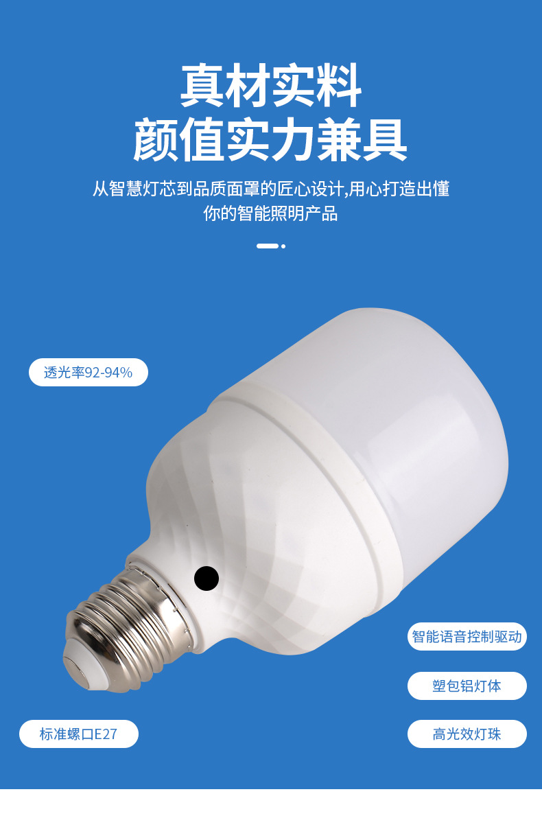 AI智能离线语音灯球泡照明灯居家卧室客厅高亮照明声控智能球泡灯 pic 12