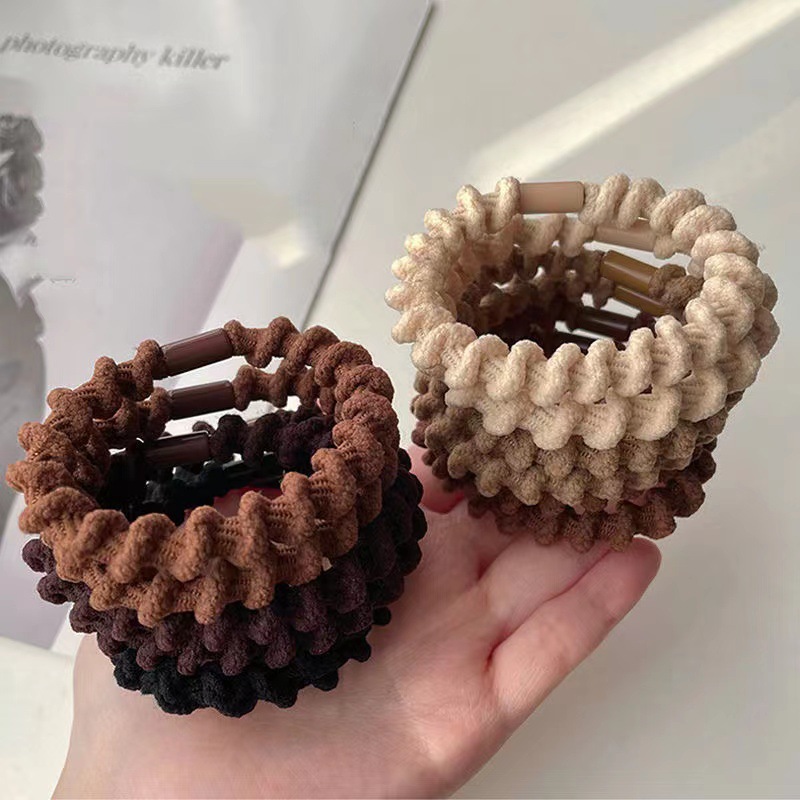 Chocolate thread hair tie, high elasticity, thick and durable rubber band, no damage to hair. High ponytail bun hair tie, female pic 1