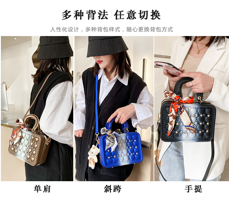 The 2021 Korean version of the trendy tote bag features a ribbon bow, an Instagram niche design with rivets and a slanted crossbody bag made of PU pic 18