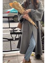 French chanel-style short double-sided wool and woolen coat for women to look younger and petite in spring. Cashmere Hepburn style top pic 4