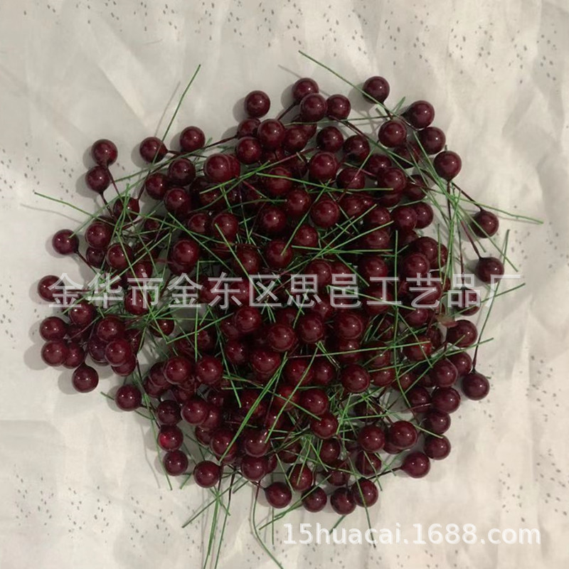 【10mm Simulated single-head Fruit 】100 red foamed berry cherry pearl fruit Christmas products manufacturer pic 3
