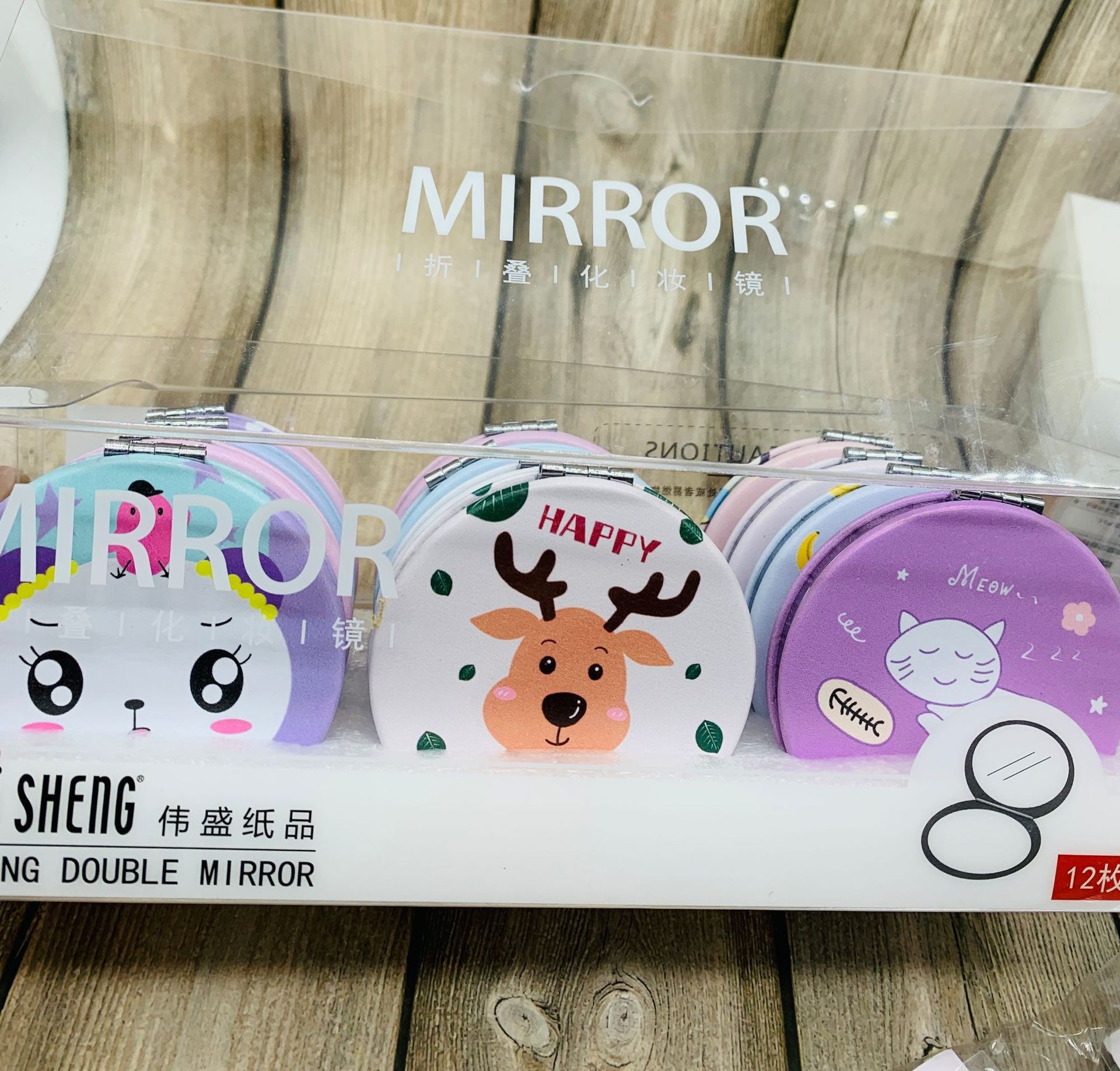 Double-sided mirror, folding mirror, magnifying mirror, portable mini, small makeup mirror, cartoon round mirror pic 10