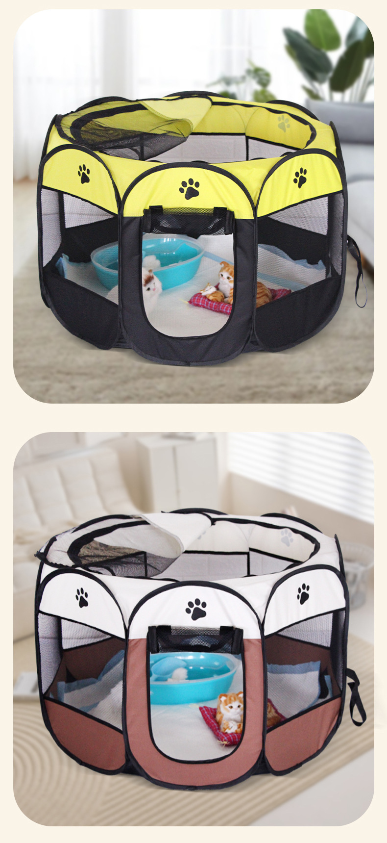 亚马逊八角宠物帐篷大号加厚猫窝牛津布耐抓狗狗笼子猫咪繁育产房宠物八角笼可折叠笼详情1