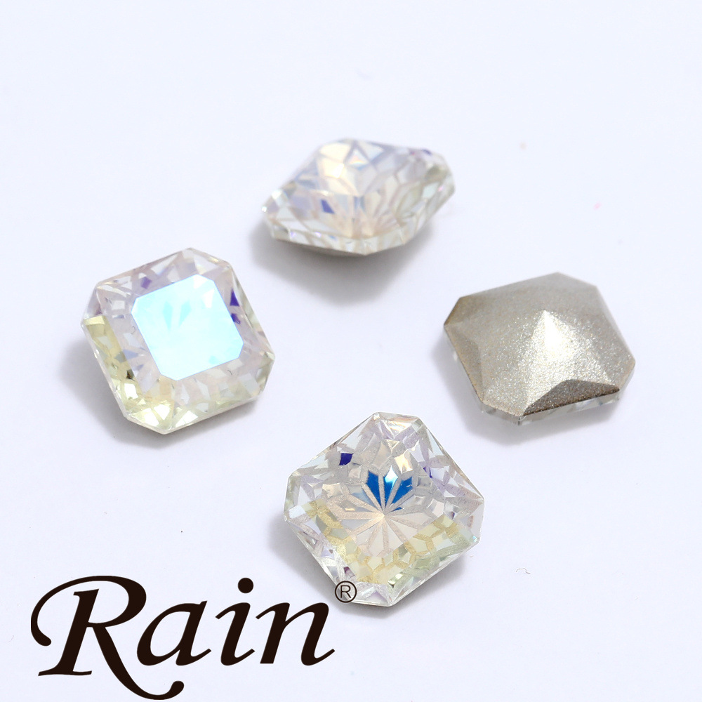 Factory direct sales of DIY glass pointed-bottom lotus quadrilateral diamond jewelry accessories pic 2