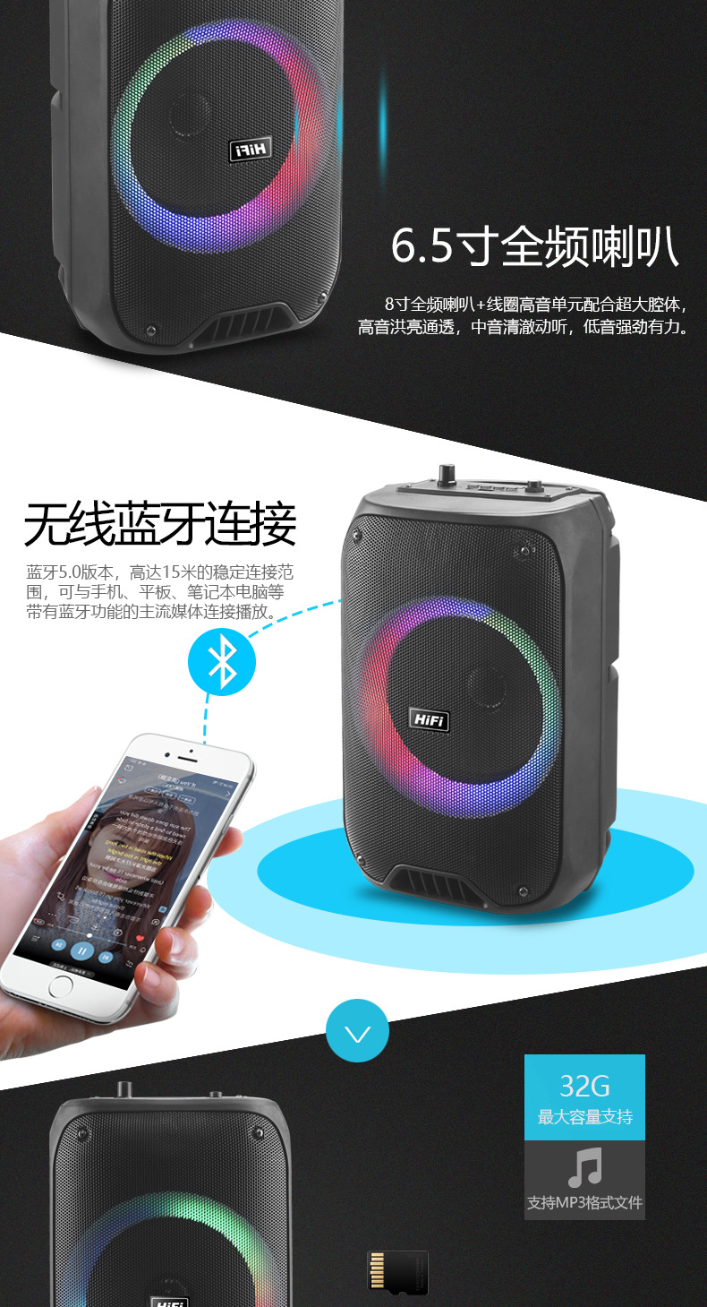 RX-6168B Bluetooth wholesale subwoofer, home mobile speaker/home speaker multi-functional payment subwoofer pic 3