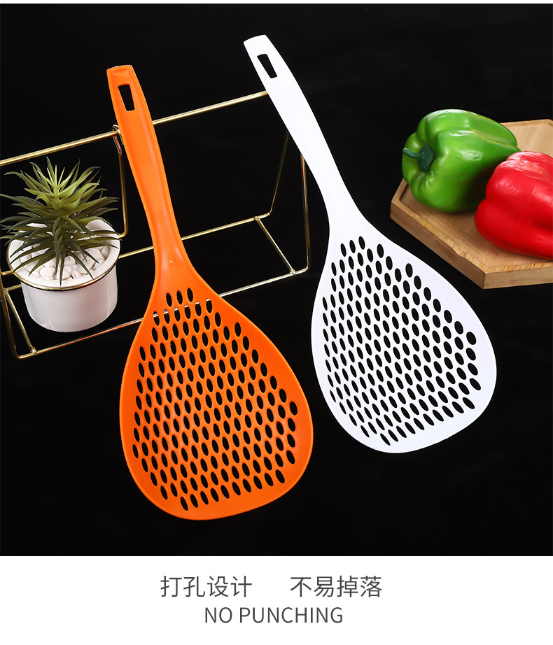Wholesale of Japanese-style plastic large strainer for dumplings, noodles, blanching sieves, hot pot strainers, long-handled noodle scoops, and mesh spoons pic 9