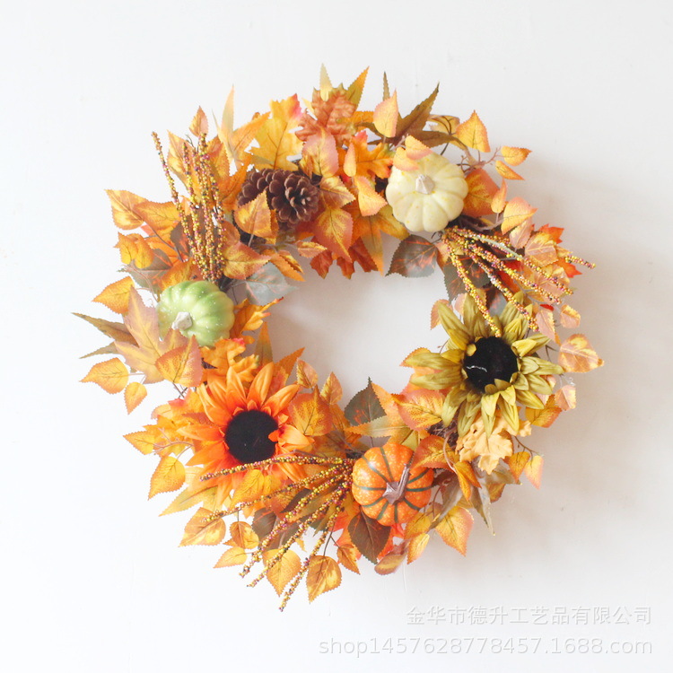 Desheng 2021 Cross-border E-commerce Amazon Autumn Color Gratitude Harvest Festival Pumpkin, Maple Leaf, Berry, Vine Ring and Wreath Decoration pic 8