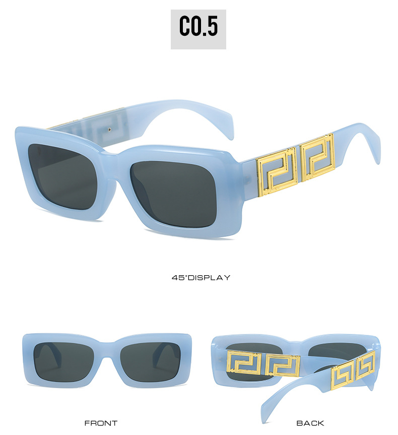2023跨境新款方框太阳镜 欧美时尚简约品牌设计师百搭街拍墨镜女详情11
