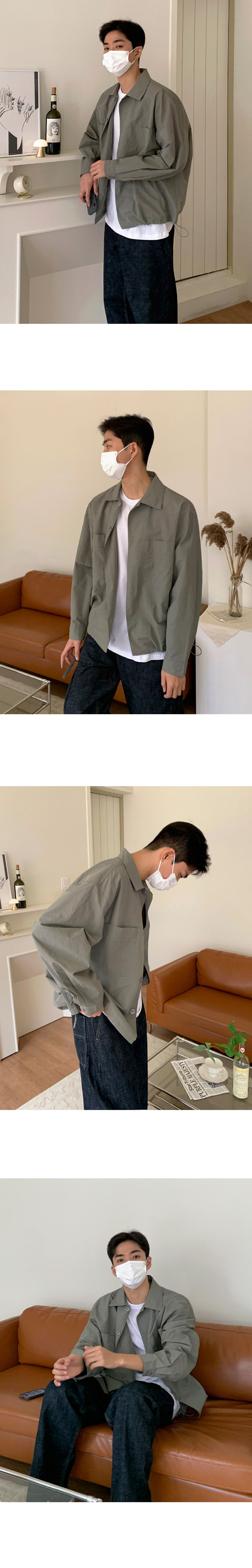 MYQ workwear shirt style jacket Men spring and Autumn shirt Loose long-sleeved thin casual cardigan jacket pic 4