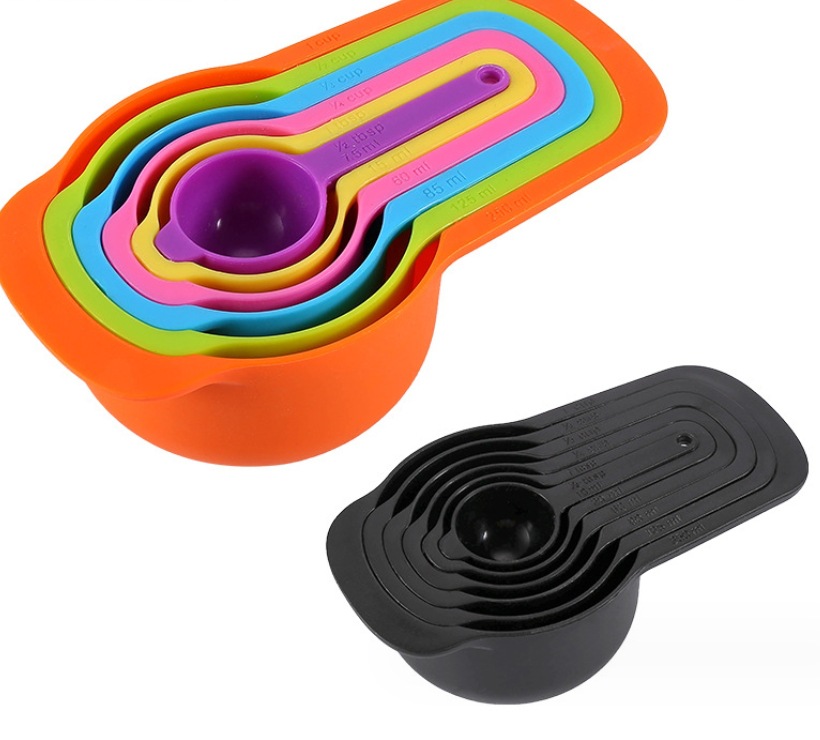 PP plastic measuring cup set of 6 pieces, rainbow cup with scale, measuring spoon, seasoning spoon, milk powder spoon, baking supplies pic 1