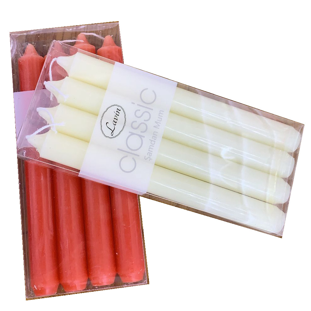 Classic European-style hotel smokeless and odorless long stick candles, romantic wedding white colored stick wax pic 1