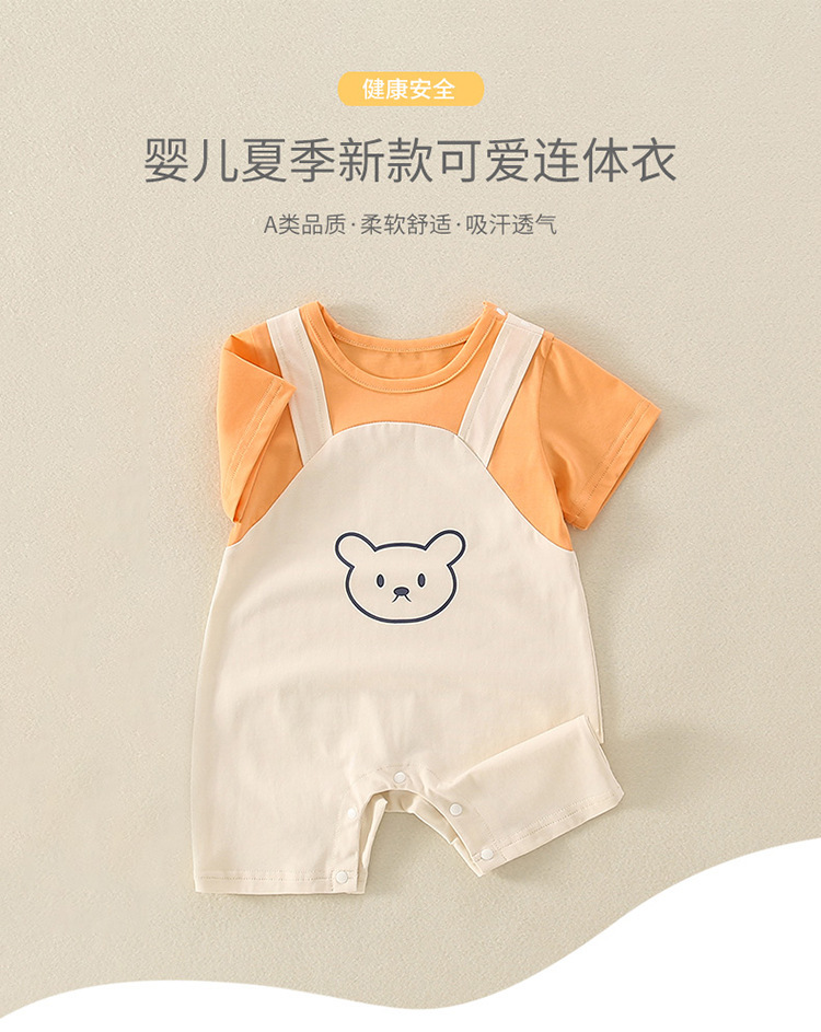 婴儿夏季衣服a类纯棉新生儿连体衣卡通可爱男宝宝外出短袖爬服详情1