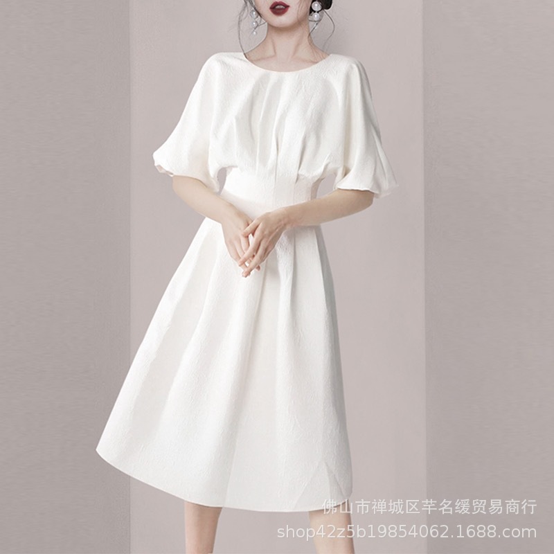 Early spring petite elegant dress for women 2023 summer waist-cinching and slimming lady chiffon floral mid-length dress pic 6