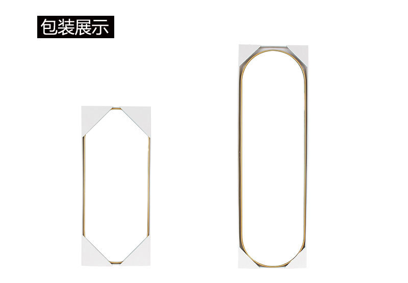 Cross-border best-selling golden-edge decorative mirror, long oval high-definition mirror surface decorative mirror, bedroom bathroom home decorative mirror pic 5