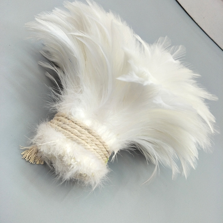 源头厂家供应5-6白项毛鸡毛卷 头花胸花DIY道具服装辅料 彩色羽毛详情17