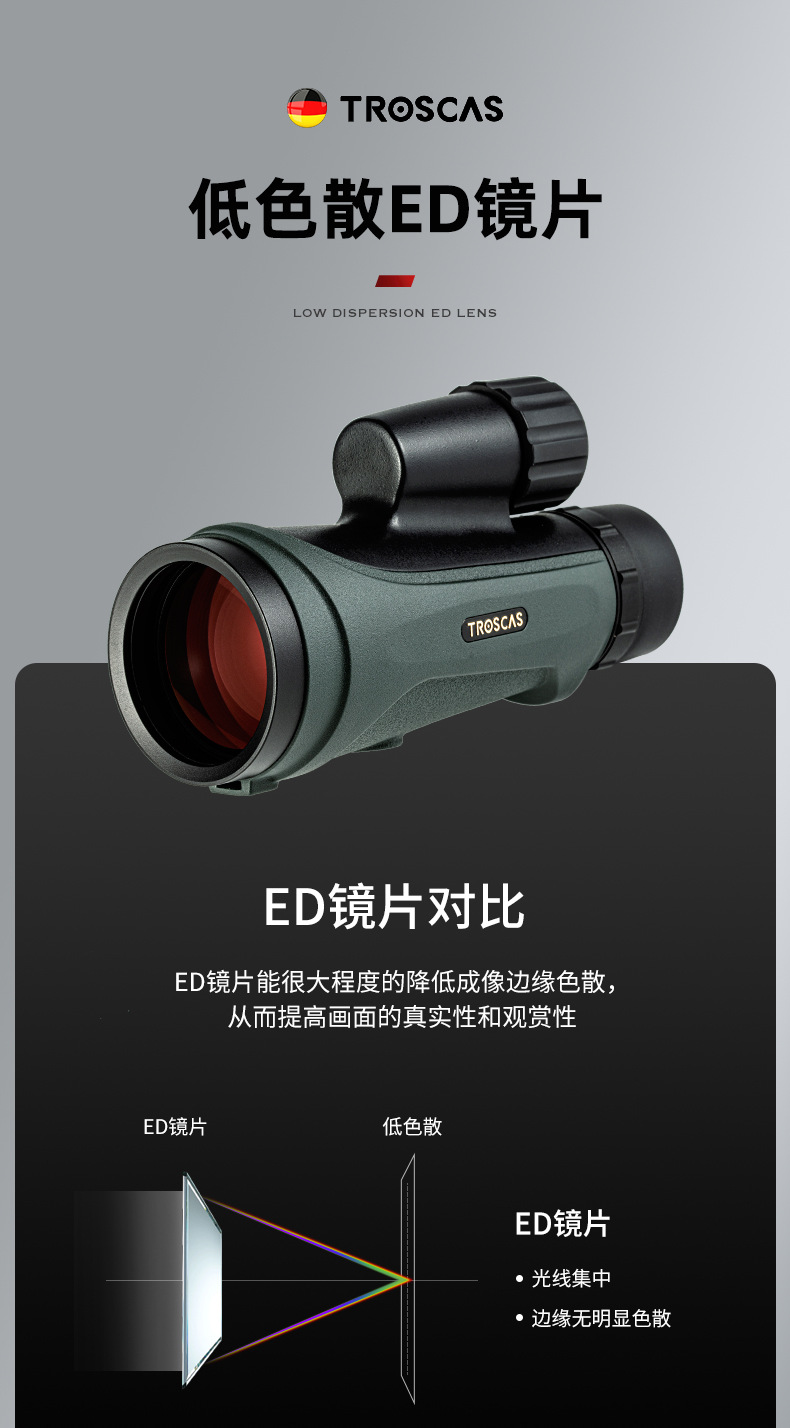 2022 New product: German TROSCAS Golden Eagle 12X50ED single-lens high-definition high-magnification telescope for mobile phone photography and bee hunting pic 7