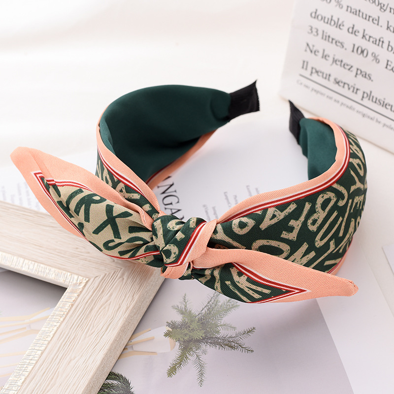 双色拼接印字母中间打结发箍宽边压发发饰欧美网红时尚发卡女详情8