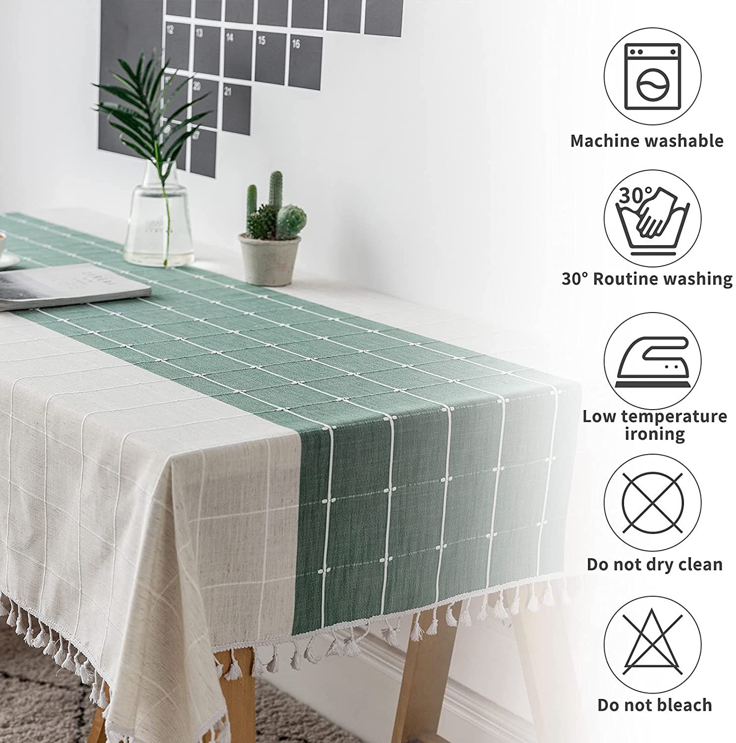Cross-border northern European rectangular tablecloth, cotton, linen, linen decoration party, German, French, British coverings, wrinkle-free tablecloths pic 9