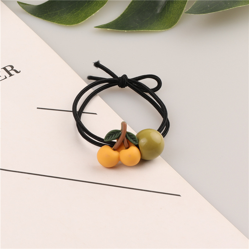 Korean version of ins cartoon cherry hair bands, black thread hair ties, high-elasticity hair ties, 2-yuan store wholesale supply pic 20