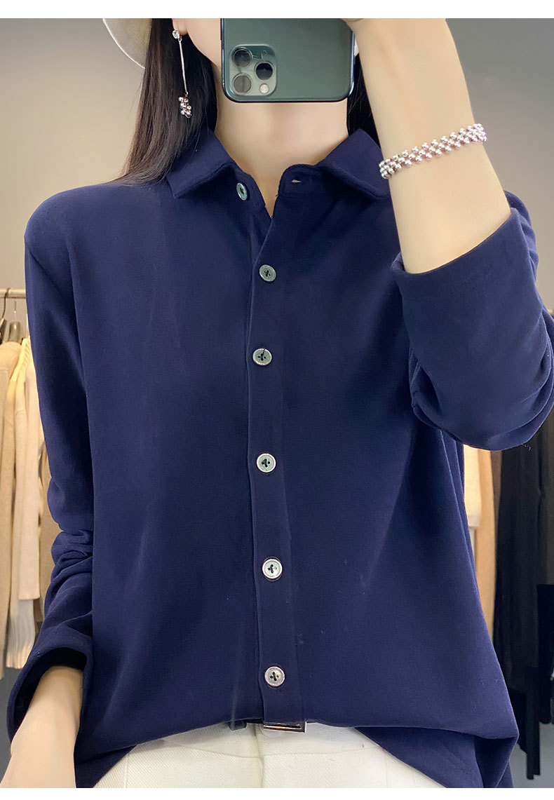 24春秋双面德绒衬衫女POLO领磨毛保暖内搭开衫衬衣长袖上衣新款详情17