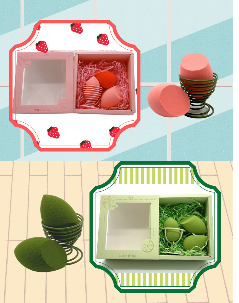 Factory direct sales of gradient 3-color series gourd water drop diagonal cut beauty egg powder puff 3-piece set beauty egg gift set box pic 11