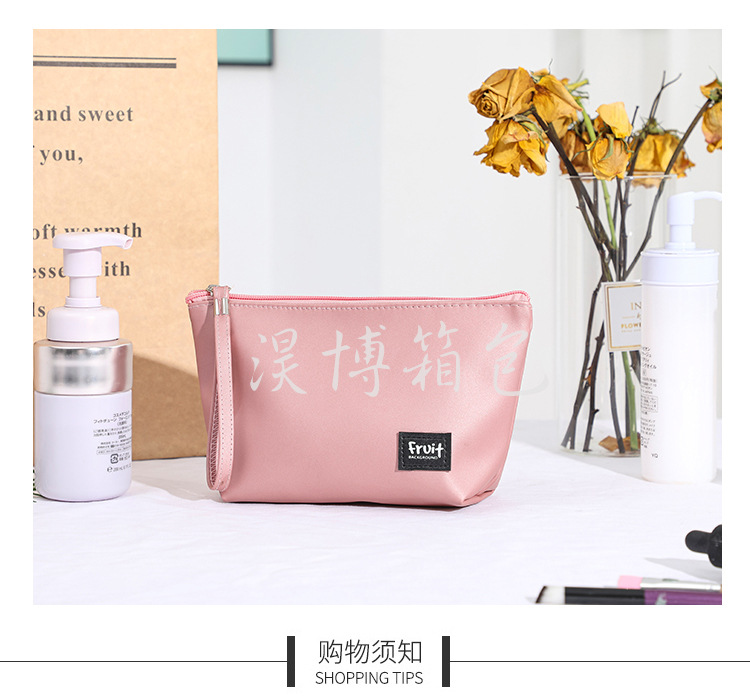 厂家定制 新款纯色简约洗漱化妆包 外出携带PU防水收纳手提包批发详情9