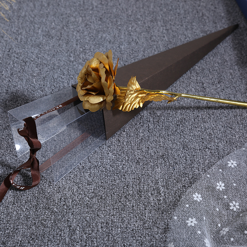 24K金箔玫瑰花 圣诞节仿真金玫瑰带礼盒 创意活动赠品批发详情14